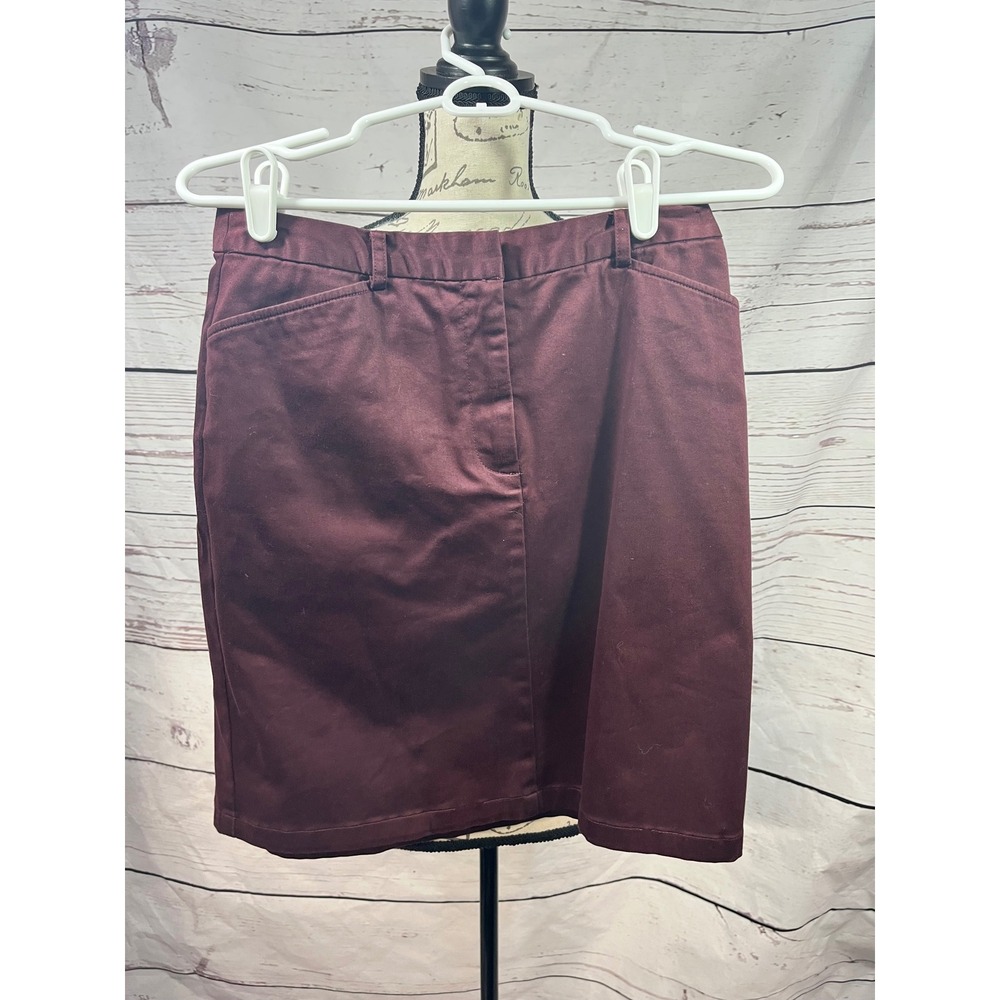 Eddie Bauer Burgundy Pencil Skirt Fitted Career Office‎ Professional Size 6
